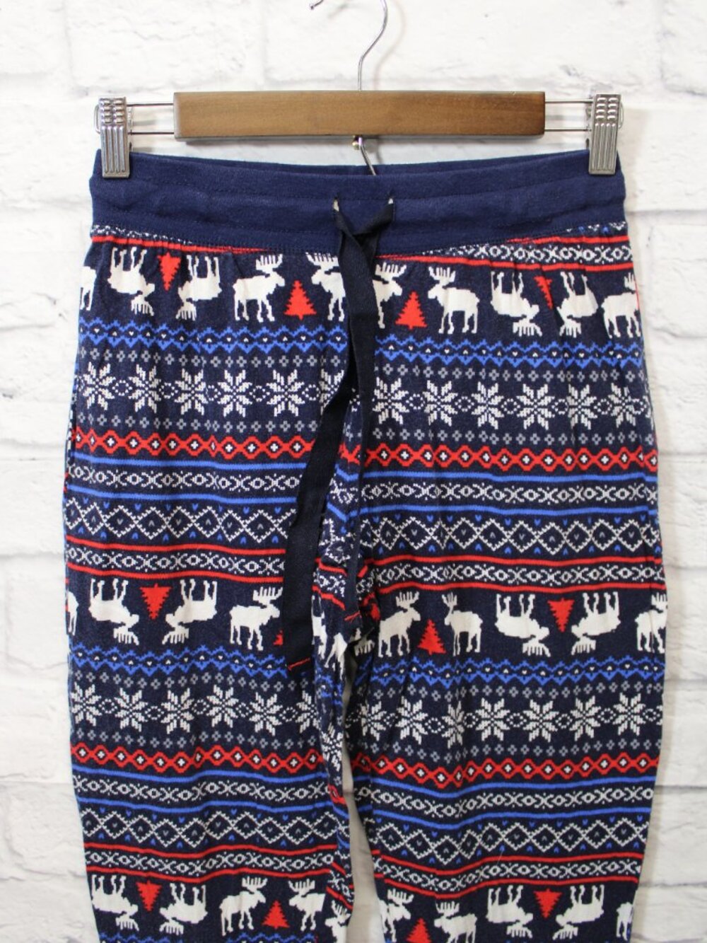 Lanz Small Blue Red Moose Fair Isle Longsleeve 100% Cotton Pajama Set FLAW - Picture 3 of 11